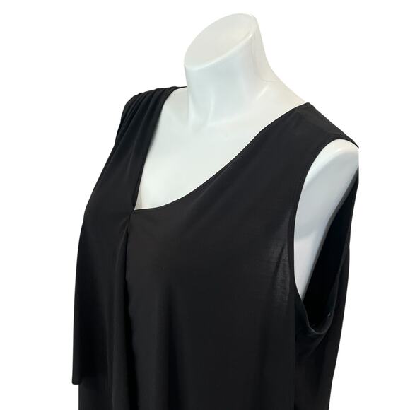 Sweet Clarity 3X Stretch Sleeveless Black Asymmetrical Ruffle Blouse - Picture 3 of 5
